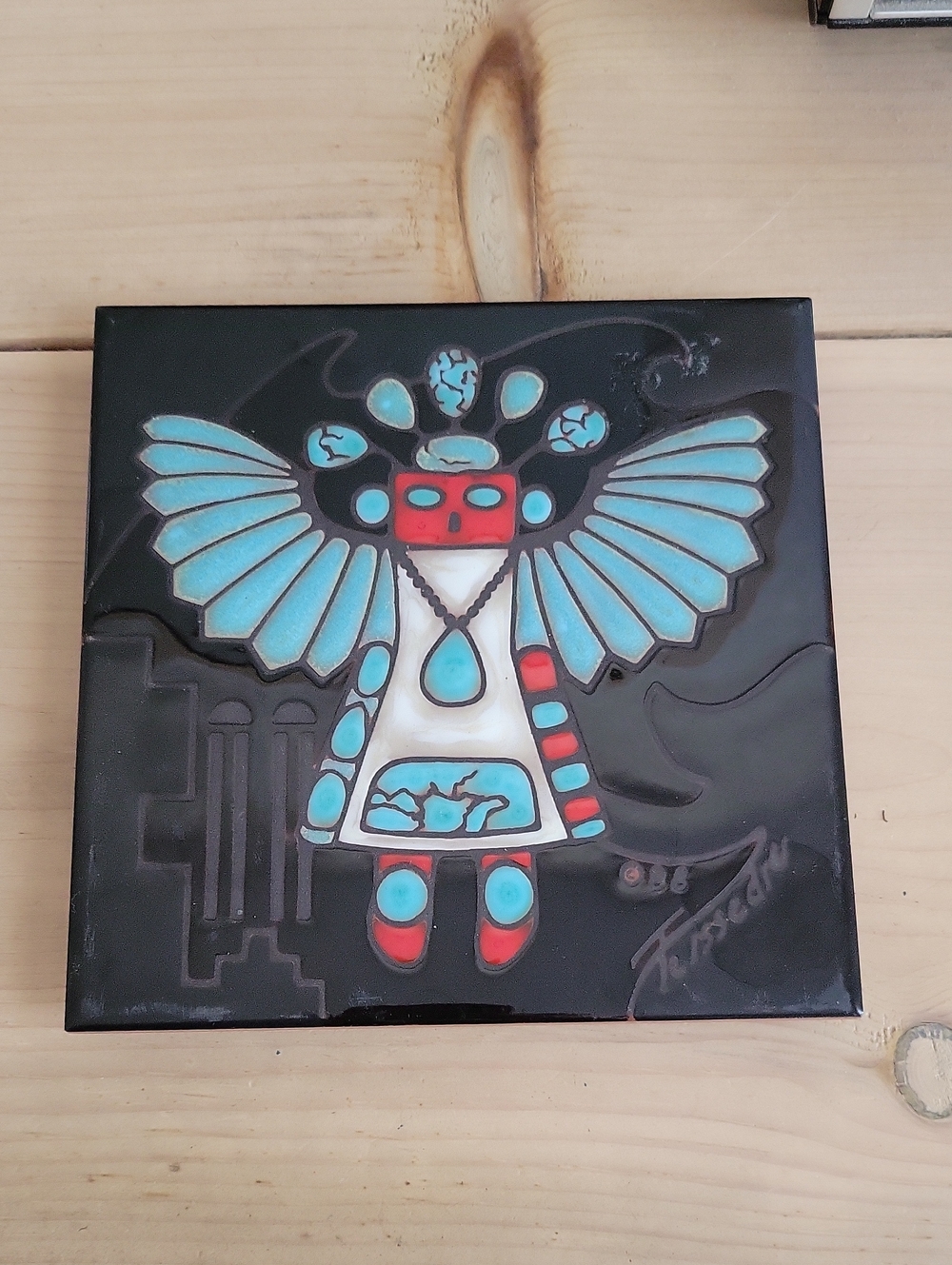 Vintage Cleo Teissedre 1988 Handpainted Ceramic Tile